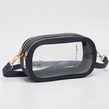 Navy Double Zipper Oval Clear Gameday/Stadium Bag