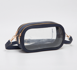 Navy Double Zipper Oval Clear Gameday/Stadium Bag