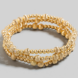Gold Mixed Metallic Beaded Bracelet Set