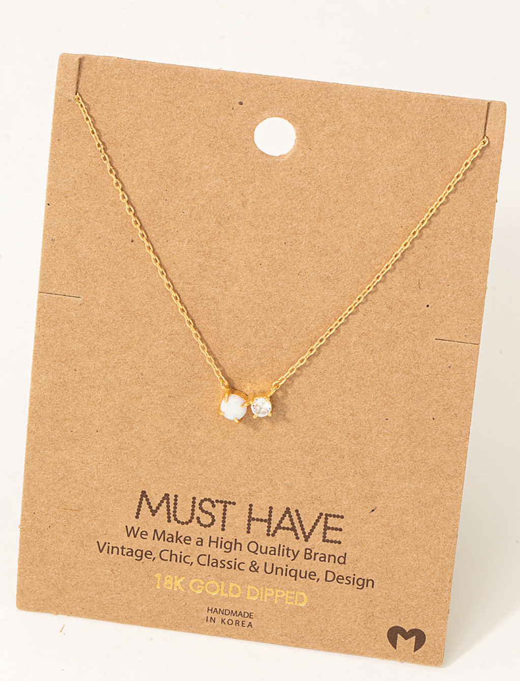 Opal Rhinestone Charm Necklace
