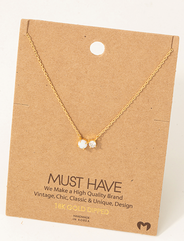 Opal Rhinestone Charm Necklace