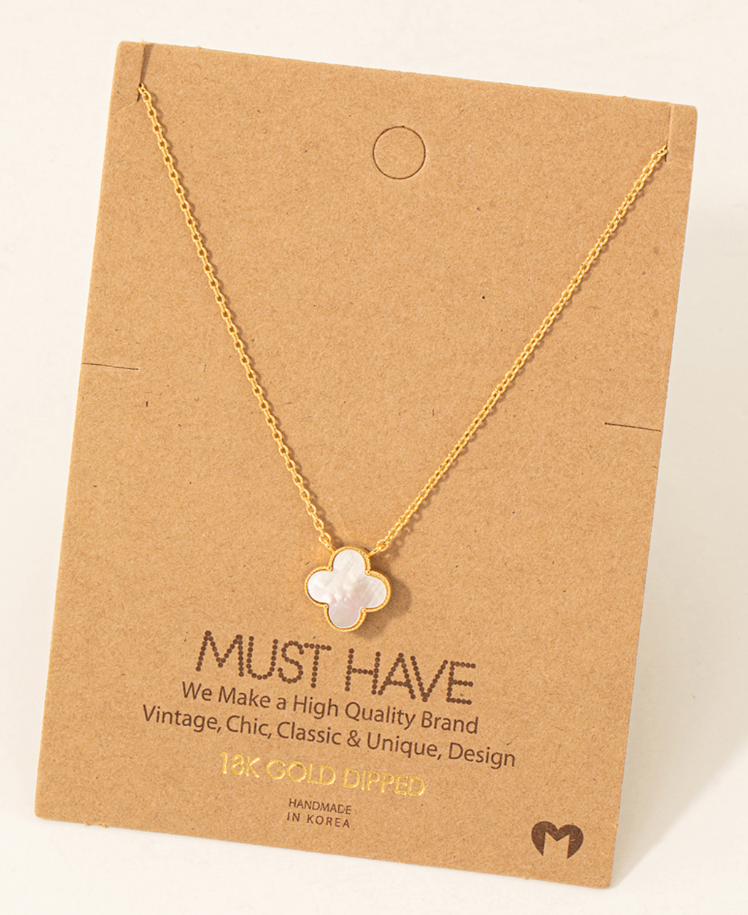 Mother Of Pearl Clover Pendant Necklace
