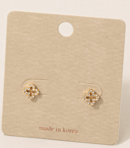 Pave Clover Stud Earrings