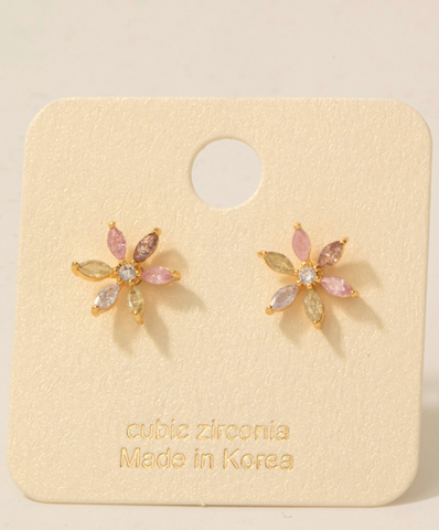 Cz Flower Stud Earrings