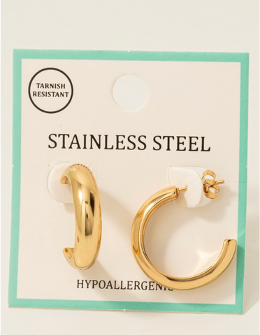 Gold Rounded Hoop Earrings