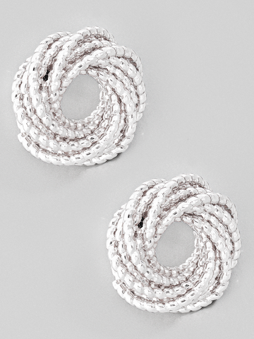Silver Knot Twist Stud Earrings