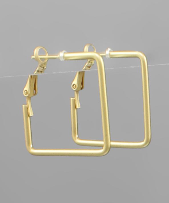Gold Thin Square Hoops