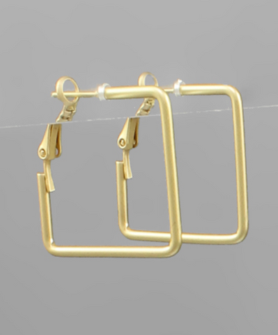 Gold Thin Square Hoops