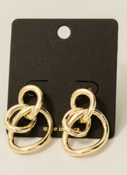 Abstract Hoop Rings Dangle Earrings