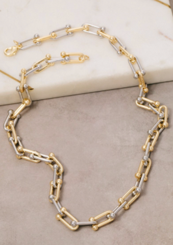 Two Tone U Chain Link Necklace