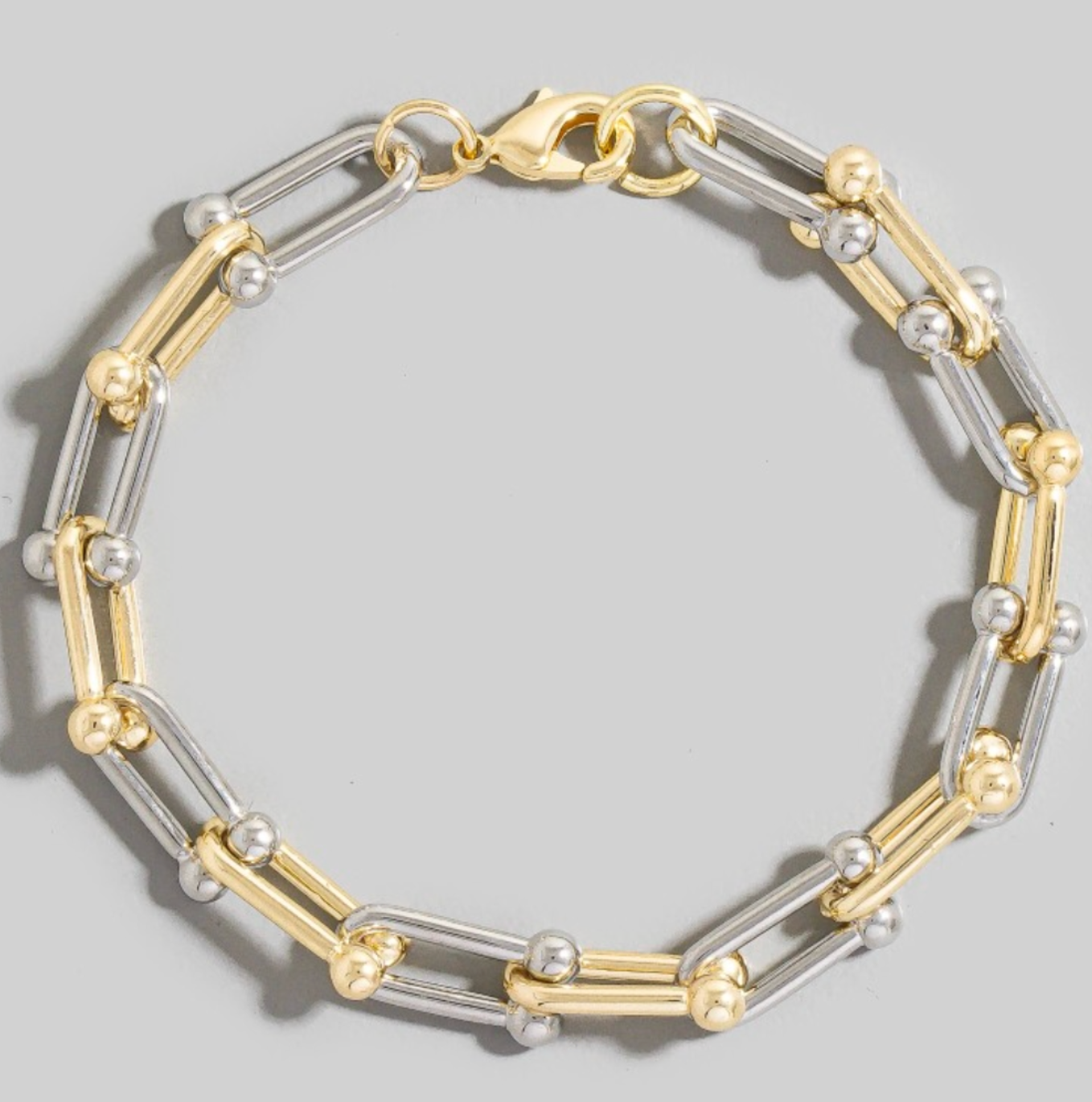 Two tone Narrow U Chain Link Bracelet