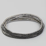 Black 5 Piece Rhinestone Stretch Bracelet Set