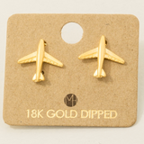 Airplane Stud Earrings - Gold dipped
