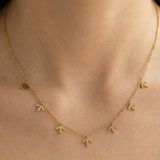 Dainty Leaf Charm Station Necklace