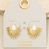 White Metallic Feather Enamel Teardrop Stud Earrings