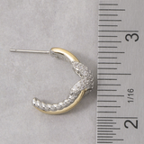 Two Tone Cable Twist Cz X Crossover Hoop Earrings