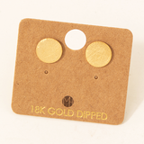 Gold Circle Disc Stud Earrings