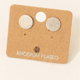 Silver Circle Disc Stud Earrings