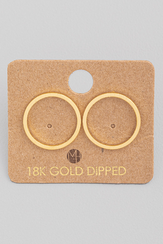 Gold Circular Cut Out Stud Earrings