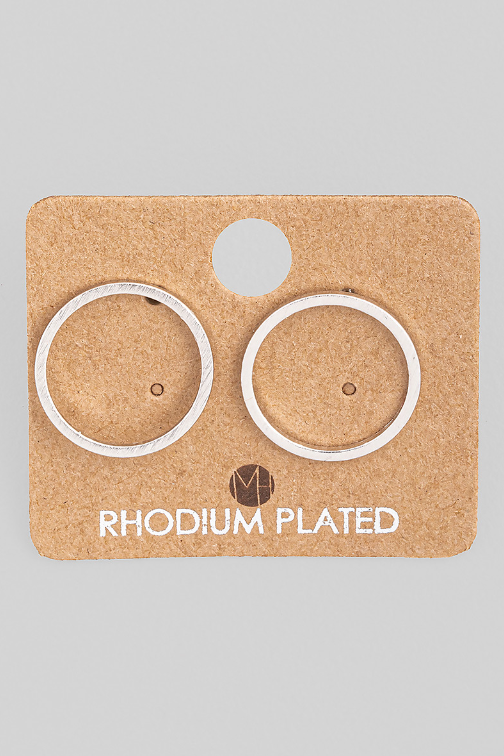 Silver Circular Cut Out Stud Earrings