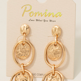 Gold Layered Coin And Hoop Charms Dangle Earrings