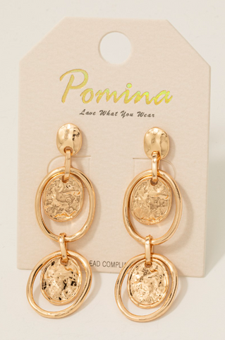 Gold Layered Coin And Hoop Charms Dangle Earrings
