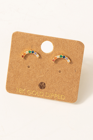 Mini Pave Rainbow Stud Earrings
