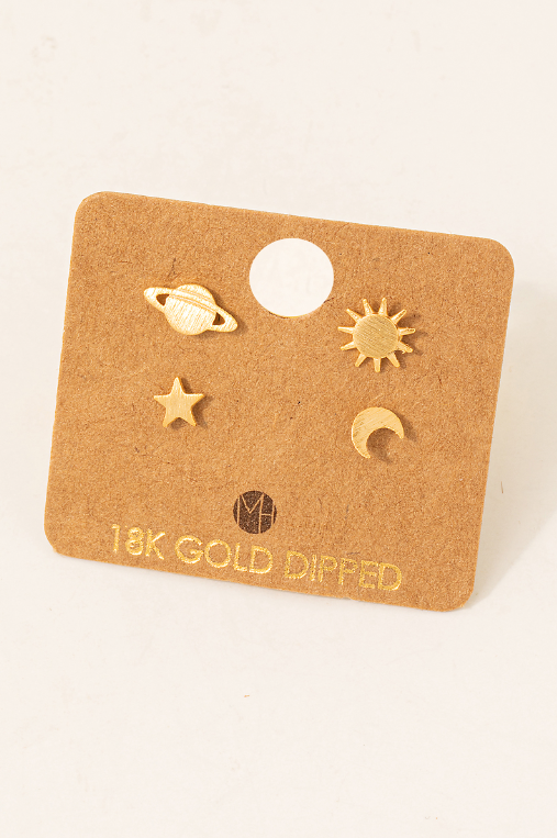 Mini Planet Sun Star Moon Earrings