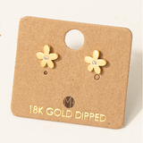 Gold Mini Cz Stud Flower Stud Earrings