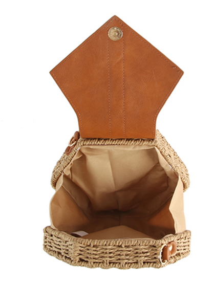 Straw Hexagon Crossbody Bag