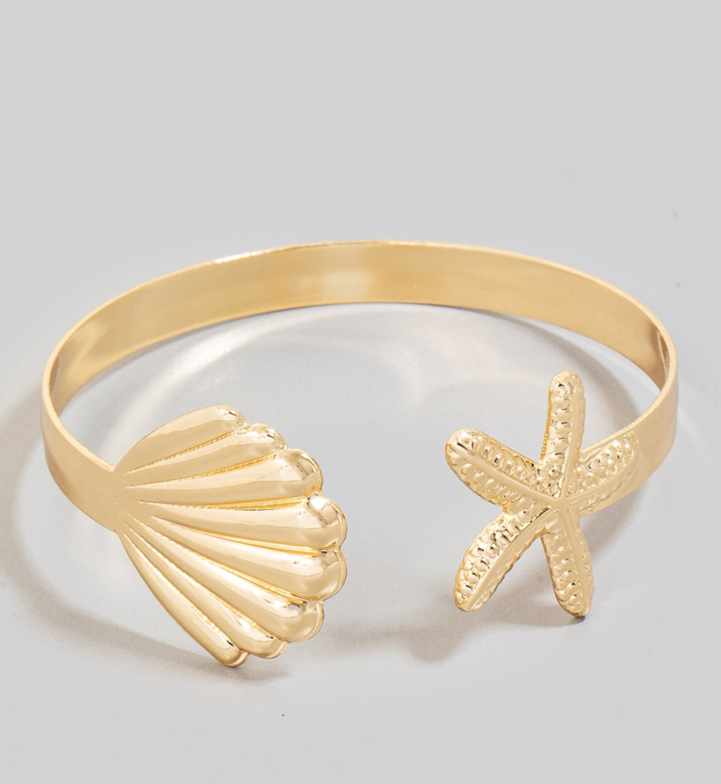Shell & Starfish Cuff Bracelet