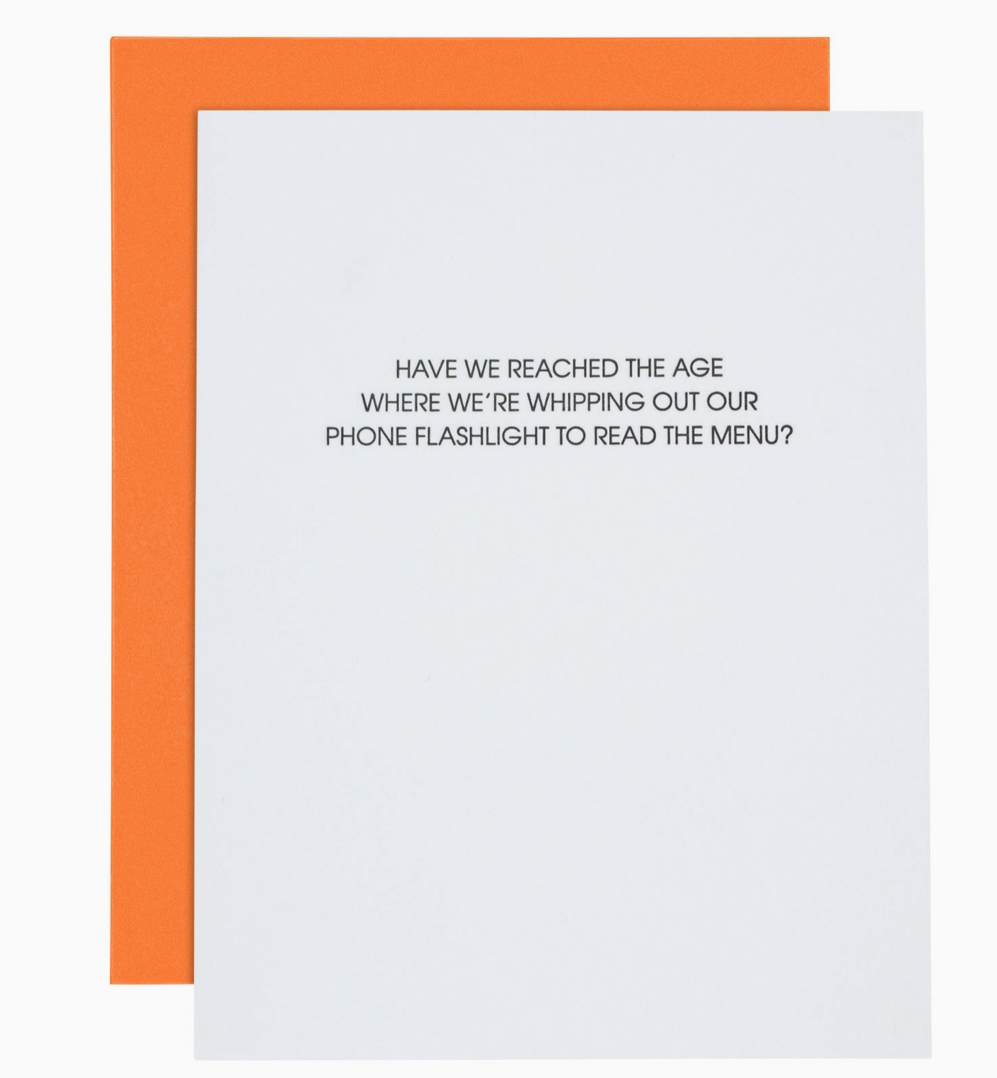 Read the Menu with a flashlight Letterpress card