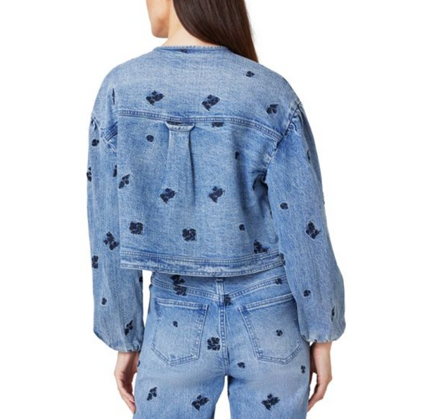 Habitual - Collarless Embroidered Denim Jacket