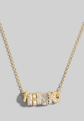 Mixed Studded Rings Charm Chain Necklace