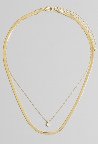 Gem Pendant Layered Chain Necklace