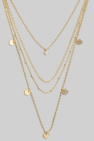 Mini Coins And Cz Charm Layered Chain Necklace