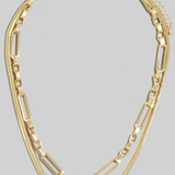Snake And Oval Layered Chain Necklace