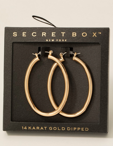 Gold Dipped Oval Tube Hoop Earrings