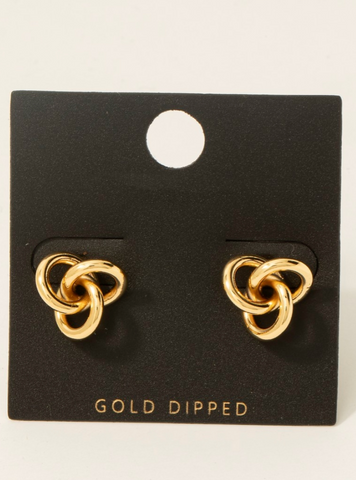 Triple Knot Stud Earrings Gold Dipped
