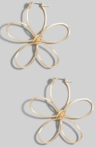 Dainty Wire Flower Hoop Earrings