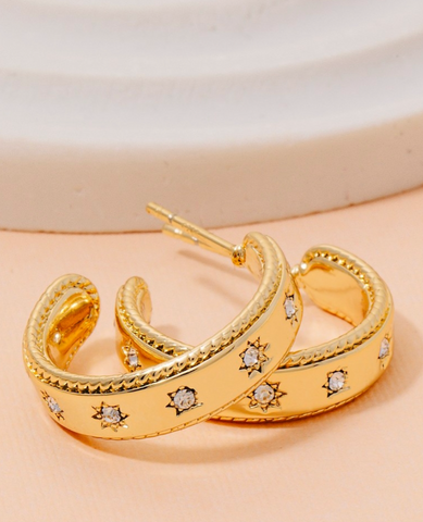 Star Station Hoop Earrings Gold Dipped