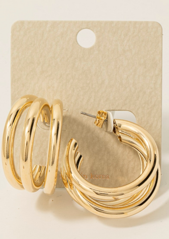 Layered Tube Hoop Earrings