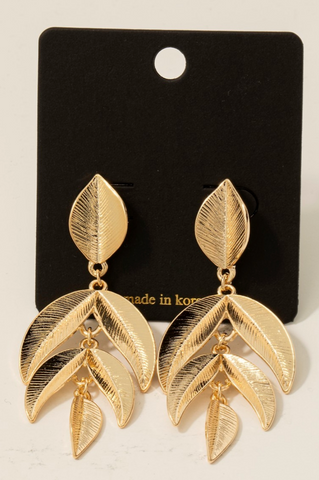 Metallic Leaves Dangle Earrings