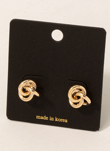 Triple Gold Knot Stud Earrings