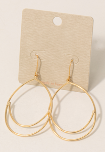 Layered Gold Oval Dangle Earrings