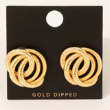 Gold Dipped Textured Knot Stud Earrings