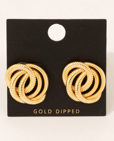 Gold Dipped Textured Knot Stud Earrings
