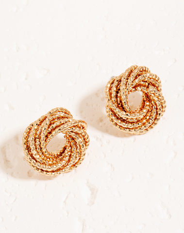 Gold Knot Twist Stud Earrings
