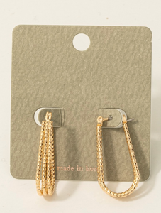 Triple Layered Textured Oval Hoop Earrings