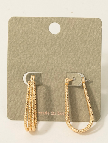 Triple Layered Textured Oval Hoop Earrings